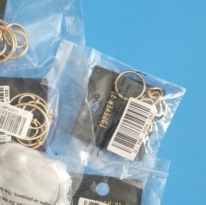 NEW 6 PAIRS Forever 21 Polished Gold and Silver Hanging Multi Hoop Earrings.